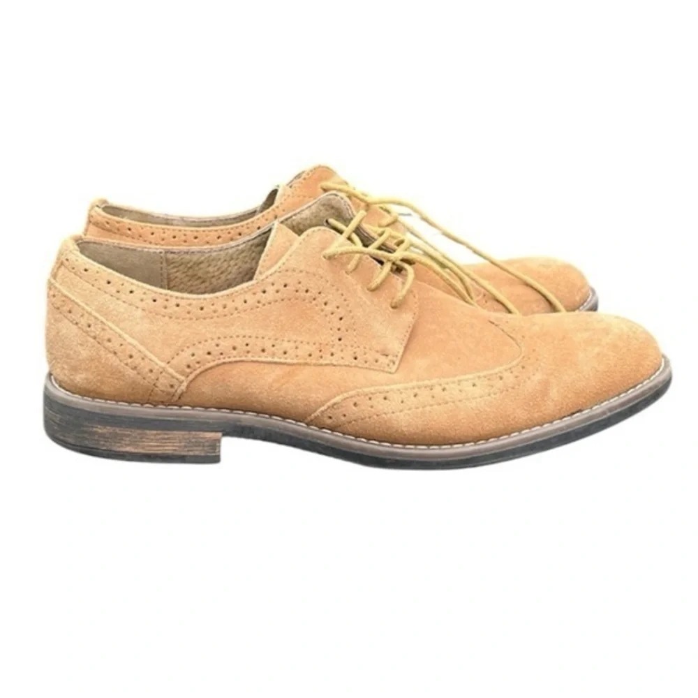 Bruno Marc Men's Lace-Up Wingtip Suede Oxford Shoes Urban-03. Size 9.5 Tan